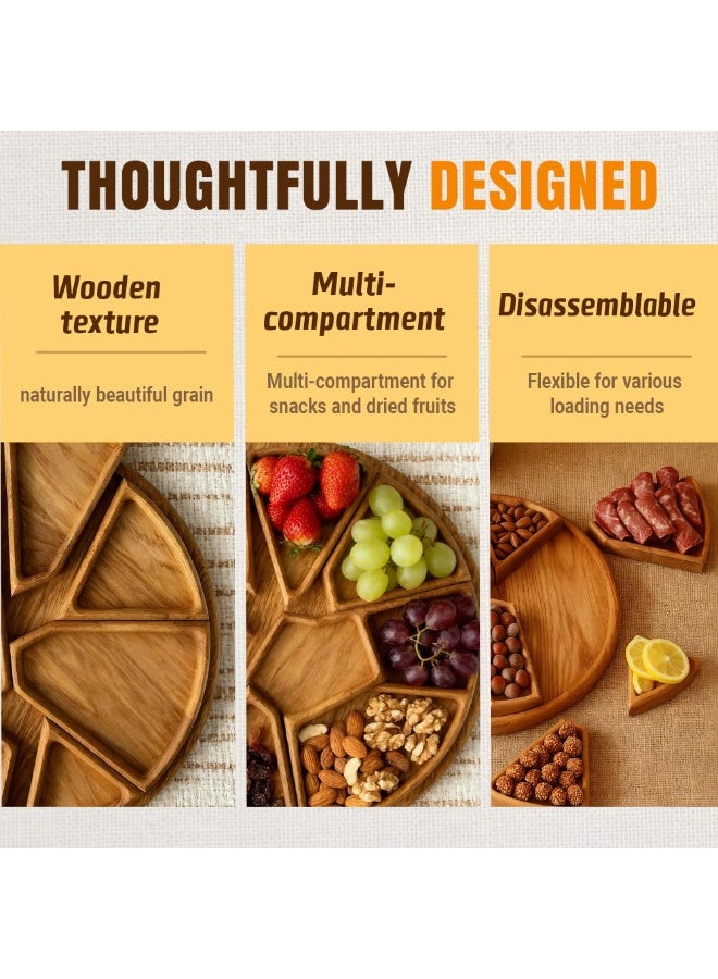 Wooden Puzzle Serving Tray with 8 Removable Compartments for Snacks & Dips - Image 2