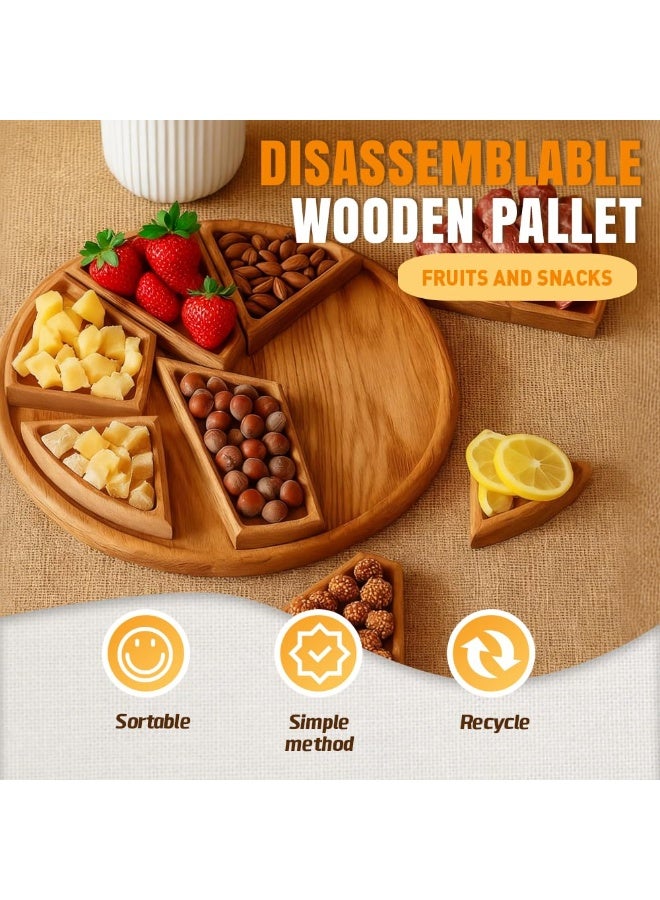 Wooden Puzzle Serving Tray with 8 Removable Compartments for Snacks & Dips - Image 3