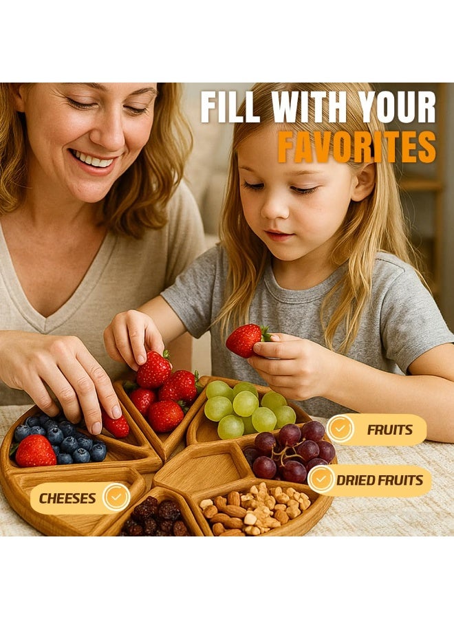 Wooden Puzzle Serving Tray with 8 Removable Compartments for Snacks & Dips - Image 5