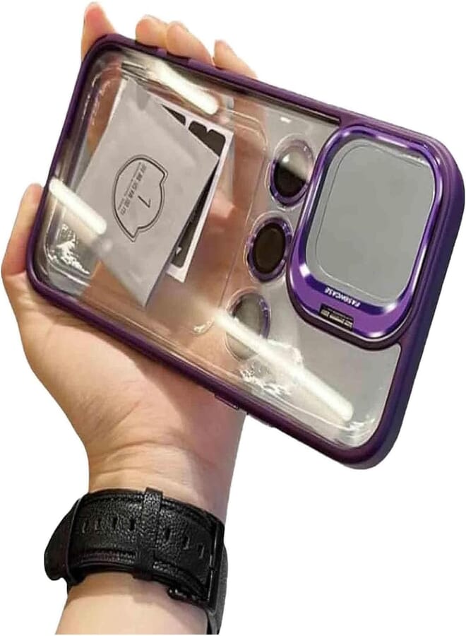 Next store Invisible Stand Case Compatible For iPhone 11 Metal Camera Lens Ring Protector Cover (Purple)