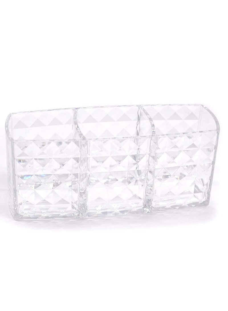 SYOSI SYOSI Clear Makeup Brush Organizer, Acrylic Cosmetic Brushes Storage Holder with 3 Slots, Pencil Pen Holder for Desk, Eyeliners Eyebrow Pencil Display Case, Desk Organizer and Accessories for Vanity  - Image 2