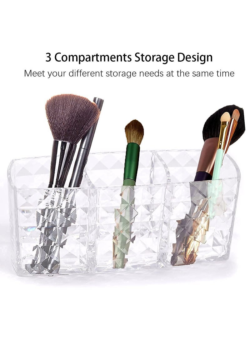 SYOSI SYOSI Clear Makeup Brush Organizer, Acrylic Cosmetic Brushes Storage Holder with 3 Slots, Pencil Pen Holder for Desk, Eyeliners Eyebrow Pencil Display Case, Desk Organizer and Accessories for Vanity  - Image 5