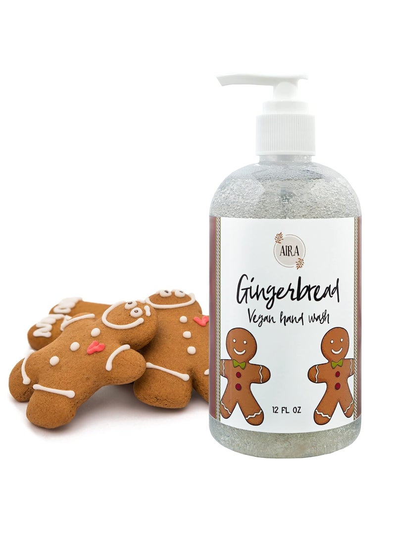Aira Aira All Natural Liquid Hand Soap Vegan Hand Soap for Men and Women Luxury Skincare for Bathroom Christmas Gift Essential Oil Soap for Sensitive Skin Gingerbread Scent  12 Ounce Bottle 