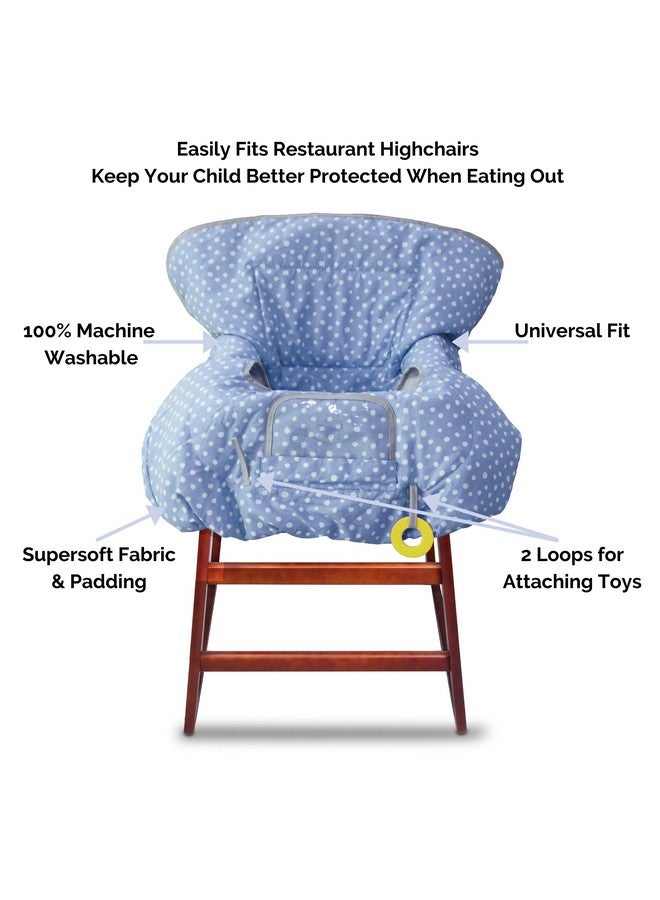 suessie Shopping Cart Cover And High Chair Cover, Blue Dots - Image 3