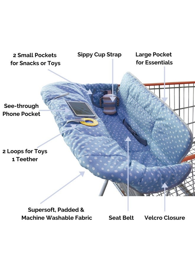 suessie Shopping Cart Cover And High Chair Cover, Blue Dots - Image 2