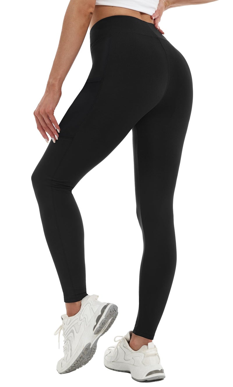 Alaroo Fleece Lined Leggings Women Thermal Tights Winter Clothes High Waisted Tummy Control Workout Yoga Pants Black with Pockets XL - Image 2