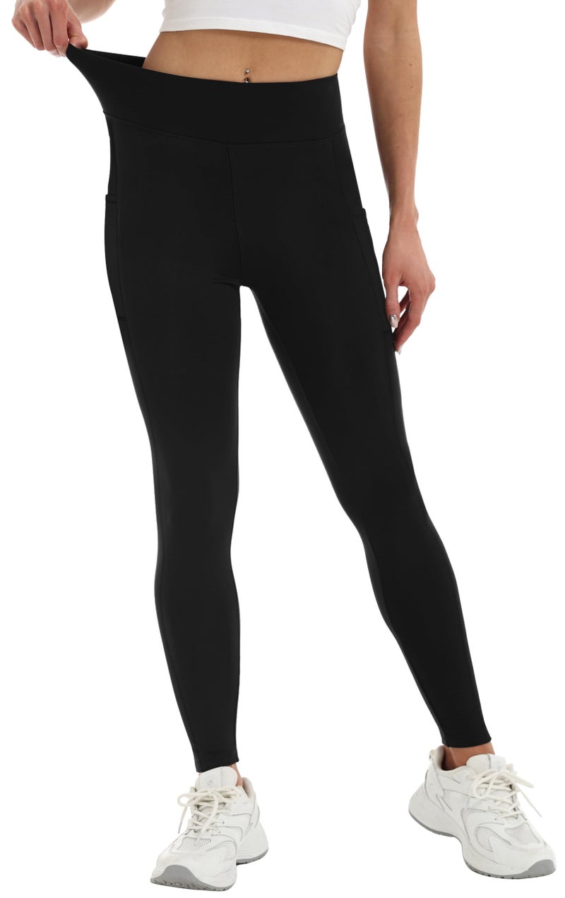Alaroo Fleece Lined Leggings Women Thermal Tights Winter Clothes High Waisted Tummy Control Workout Yoga Pants Black with Pockets XL - Image 3