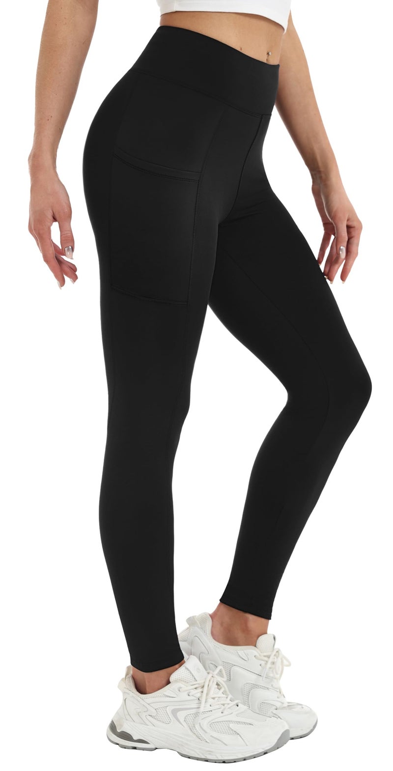 Alaroo Fleece Lined Leggings Women Thermal Tights Winter Clothes High Waisted Tummy Control Workout Yoga Pants Black with Pockets XL - Image 4