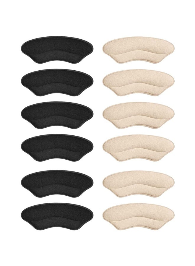 EFUMKE Six pairs of black and beige anti-slip heel pads, suitable for loose shoes, with a high heel fit, unisex, and the padding improves the fit and comfort of the shoes, preventing slipping and blisters. - Image 1