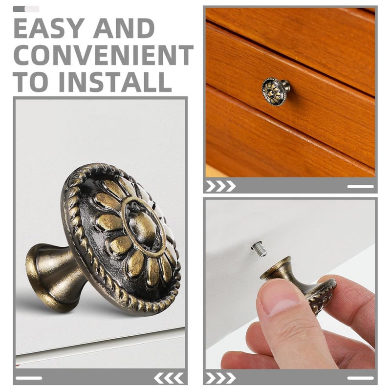 Antique Brass Cabinet Knob Set Single Hole Dresser Handles For Kitchen Drawer Bathroom Vanity - Image 4