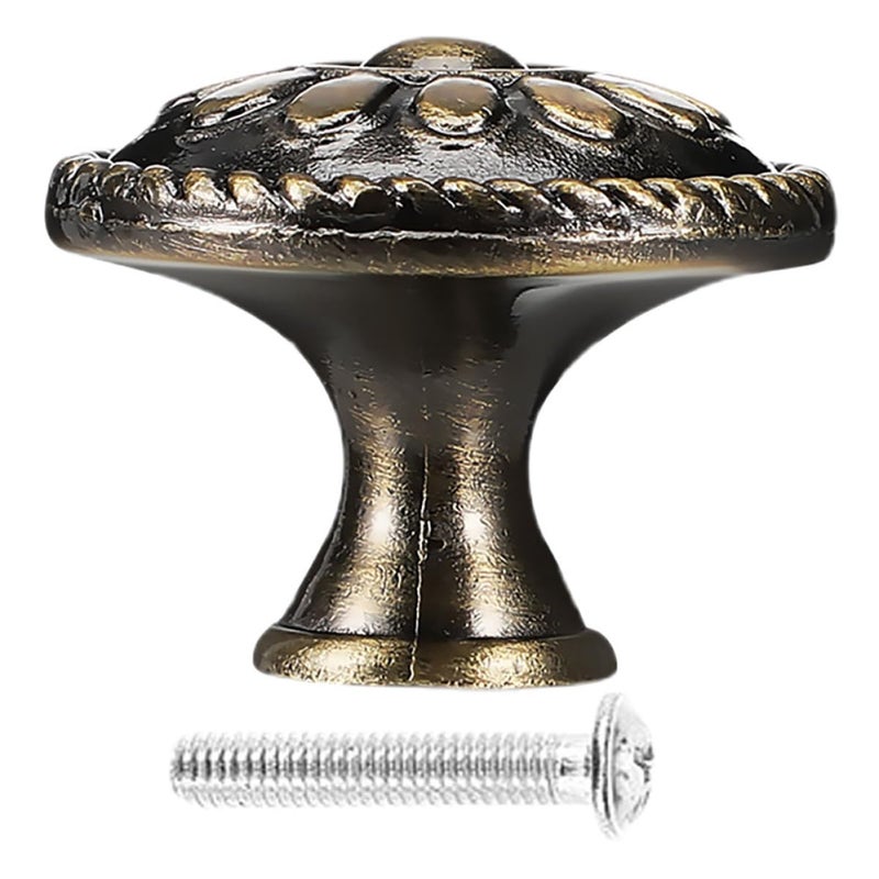 Antique Brass Cabinet Knob Set Single Hole Dresser Handles For Kitchen Drawer Bathroom Vanity - Image 2