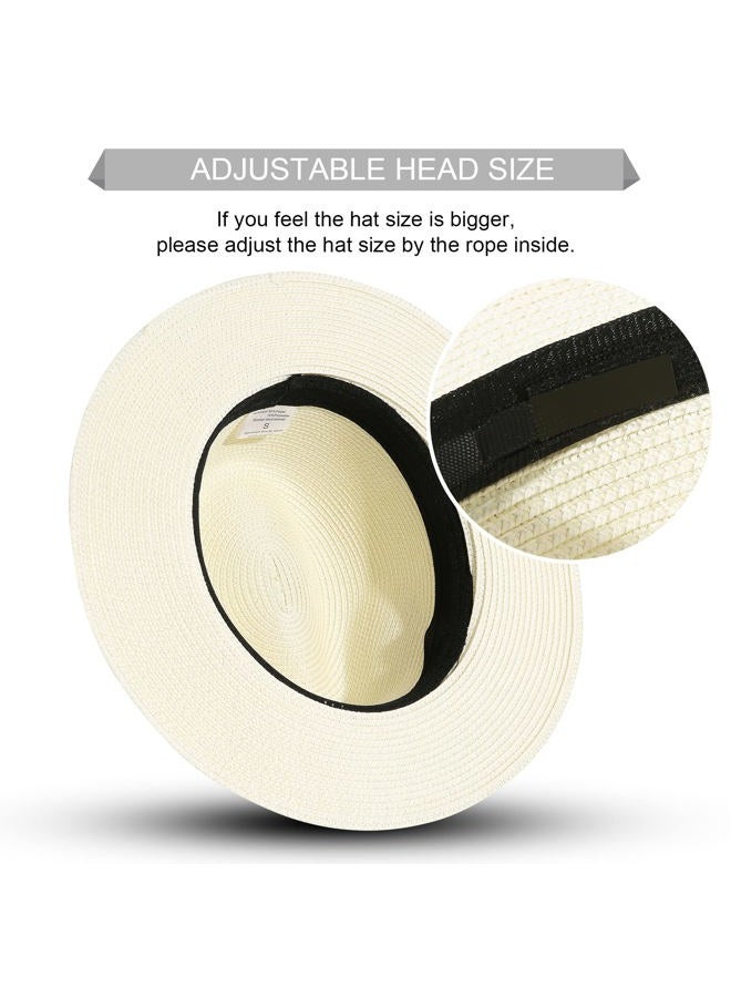JOYEBUY Womens UPF50 Foldable Summer Straw Hat Wide Brim Fedora Sun Beach hat, White, One size - Image 3
