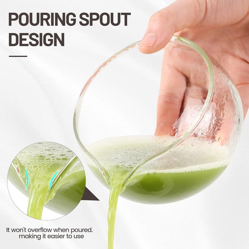 ZENRC Textured Glass Matcha Bowl With Pouring Spout - Handmade Japanese Style Matcha Green Tea Ceremony Chawan 400ml 13.5 oz Big Glass Salad Porridge Juice Bowl Cup - Image 2