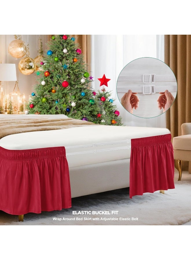 Biscaynebay Biscaynebay Wrap Around Bed Skirts Elastic Dust Ruffles, Easy Fit Wrinkle and Fade Resistant Textured Silky Luxrious  - Image 4