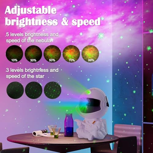 FLYNGO Plastic Astronaut Night Light Galaxy LED Projector Lamp with Remote Control, and 360° Adjustable, Night Lamp for Kids, Bedroom, Gaming Room,Home Party, Birthday Gifts (Guitar Astronaut), White - Image 4