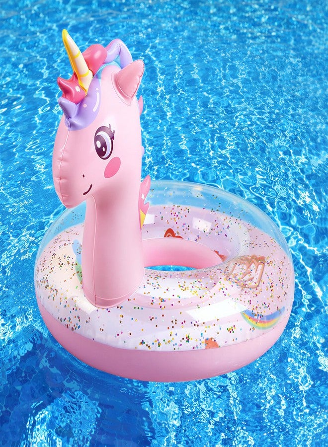 HeySplash Inflatable Pool Float, 21.6 Inch Toddler Pool Float, Unicorn Pool Toys with Sparkling Sequins, Swimming Ring for Swimming Pool, Summer Beach, Lake, Party Decor, Pink - Image 1