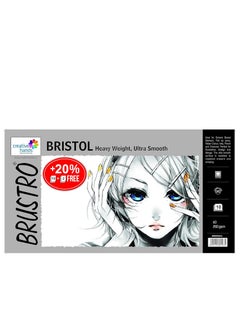BRUSTRO BRUSTRO Ultra Smooth Bristol Sheets | A3, 250 GSM | Pack of 10+2 Sheets | Ideal for Pencil & Charcoal, Illustration, Design, Sketching, Drawing, Ink, Airbrush  - Image 1