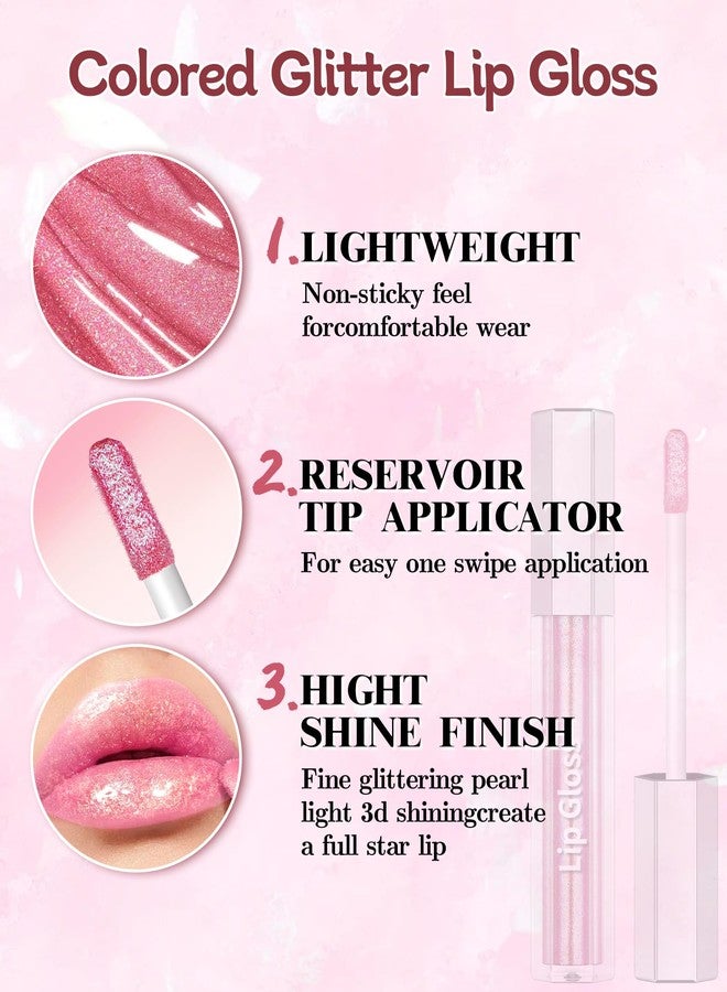 Lestpola Hot Pink Glitter Liquid Lip Gloss Lipstick, Waterproof Long Lasting Metallic Lip Gloss for Women, Highly Pigment Holographic Diamond Shimmer Chameleon Lipstick St Patrick’s Day Makeup, Non-Stick -05 - Image 3