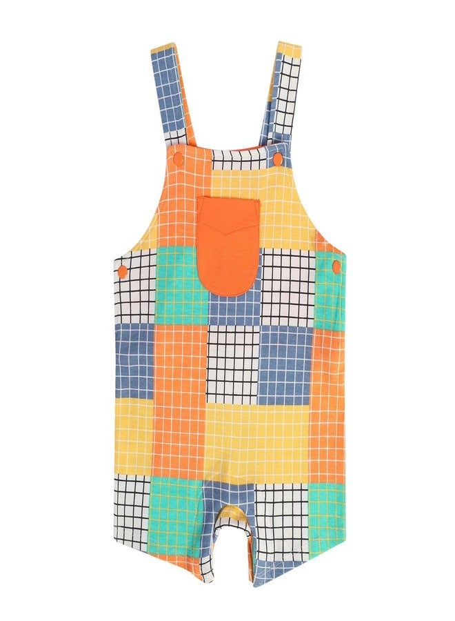 miniklub Cotton Half Sleeves Checked Dungaree With Tee - (18-24M) - Image 5