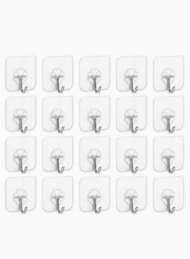 Heavy Duty Wall Hooks Transparent 20-Piece - Image 1
