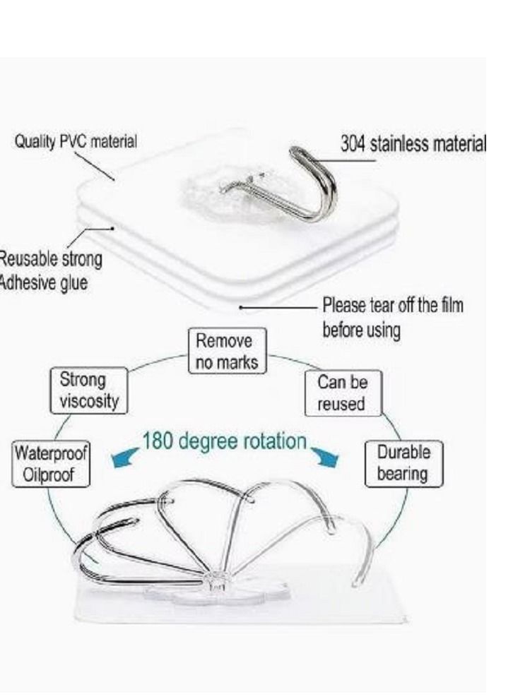 Heavy Duty Wall Hooks Transparent 20-Piece - Image 3