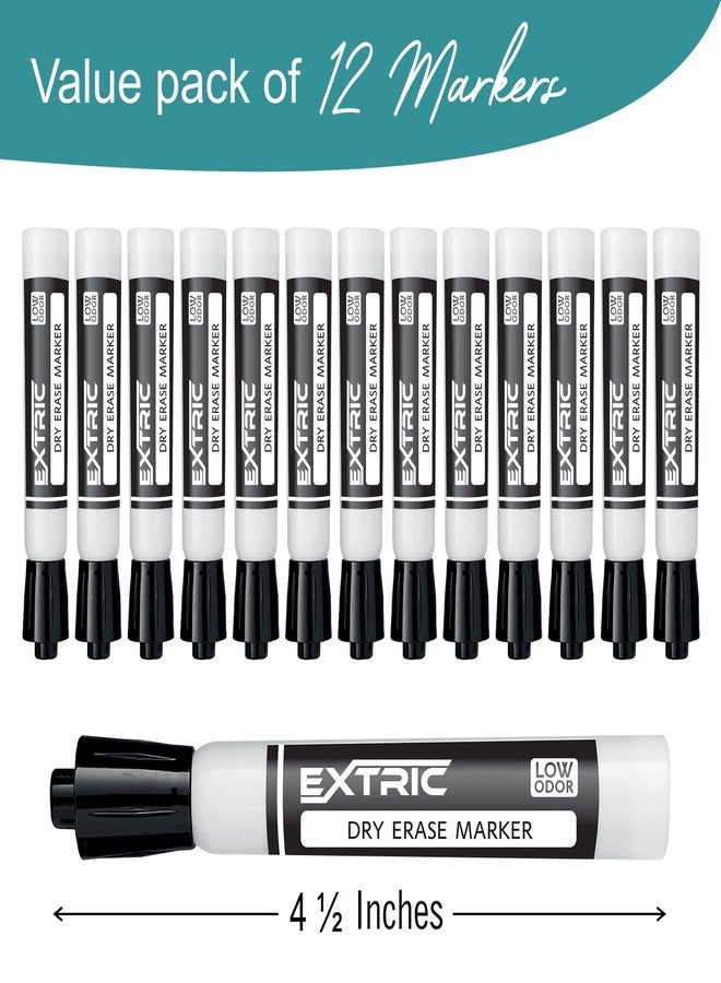 EXTRIC Black Dry Erase Markers, 12 Count Whiteboard Markers Chisel Tip, White Board Marker Dry Erase, Low Odor Chisel Tip Erasable Markers - Image 3
