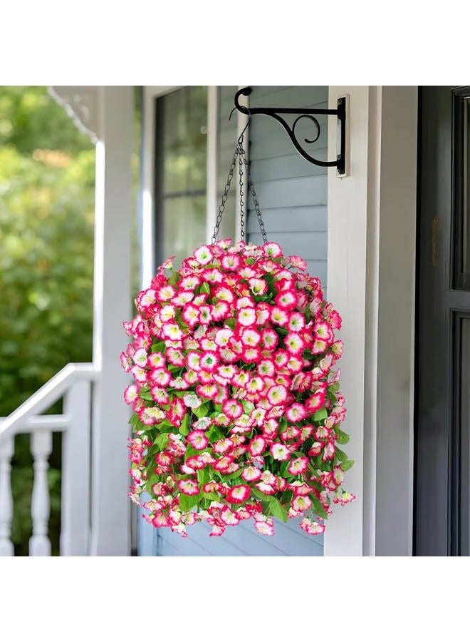Ammyoo Artificial Hanging Flowers in 10 Inches Basket for Outdoors Indoors, Flower Hanging Planter, Fake Silk Morning Glory Vines with Pot for Home Porch Garden Yard Patio Decoration(Pink) - Image 2