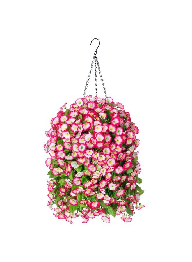 Ammyoo Artificial Hanging Flowers in 10 Inches Basket for Outdoors Indoors, Flower Hanging Planter, Fake Silk Morning Glory Vines with Pot for Home Porch Garden Yard Patio Decoration(Pink) - Image 1