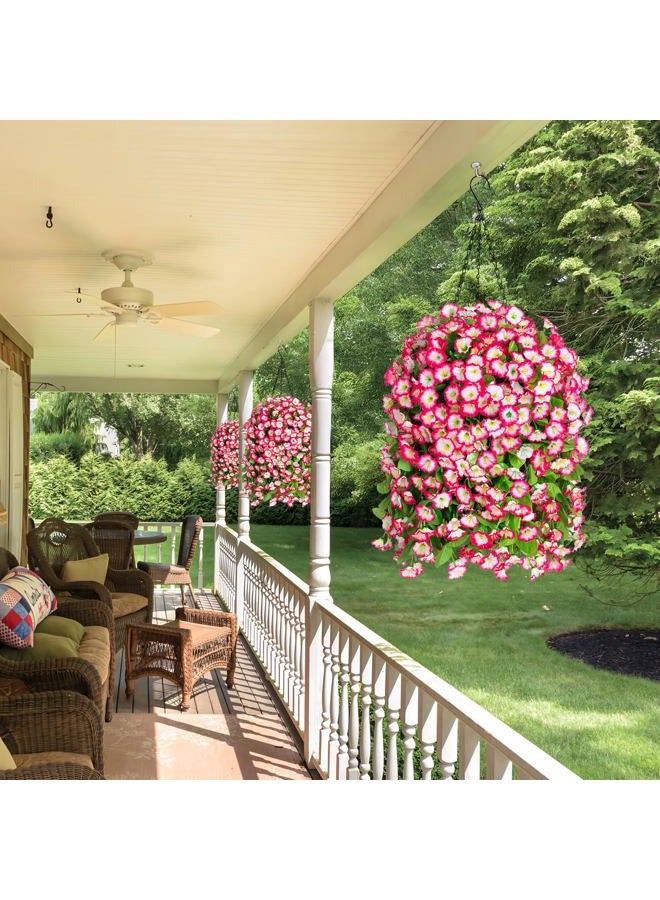 Ammyoo Artificial Hanging Flowers in 10 Inches Basket for Outdoors Indoors, Flower Hanging Planter, Fake Silk Morning Glory Vines with Pot for Home Porch Garden Yard Patio Decoration(Pink) - Image 5
