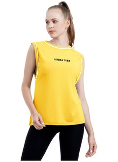 Selecta Now Ladies Sleeveless Cotton T-Shirt Yellow Breathable Contrast Piping Tank Top Soft Stretchable Women’s T Shirt  - Image 2