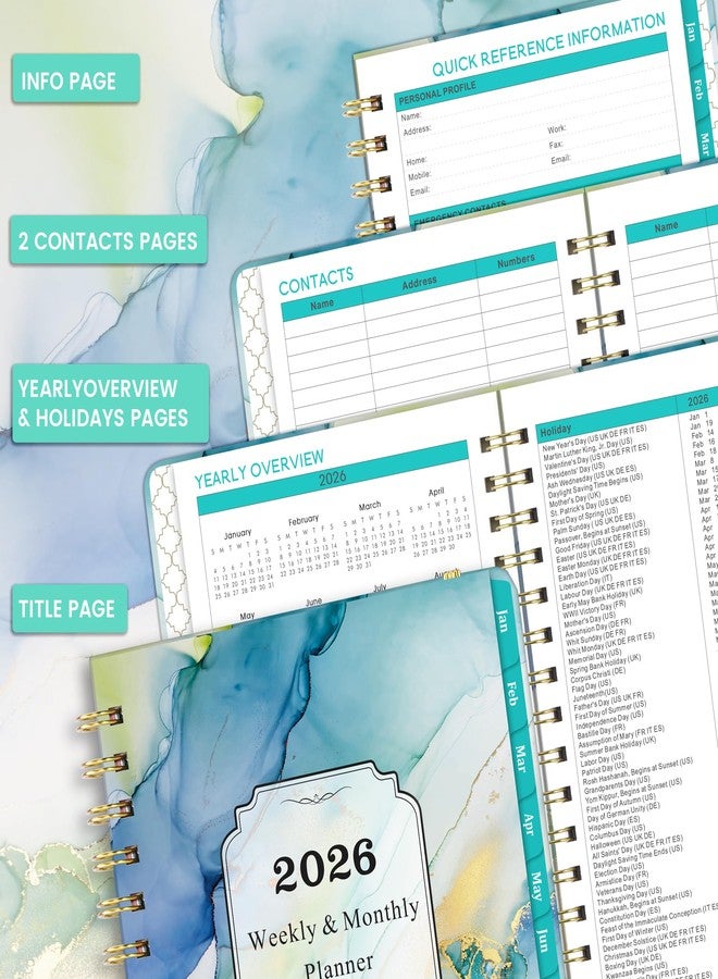 Journaltastic 2026 Planner - Plannner 2026, JAN 2026 - DEC 2026, 2026 Planner Weekly and Monthly, Calendar Planner, 6.3" x 8.4", Tabs, Hardcover, Back Pocket - Image 5