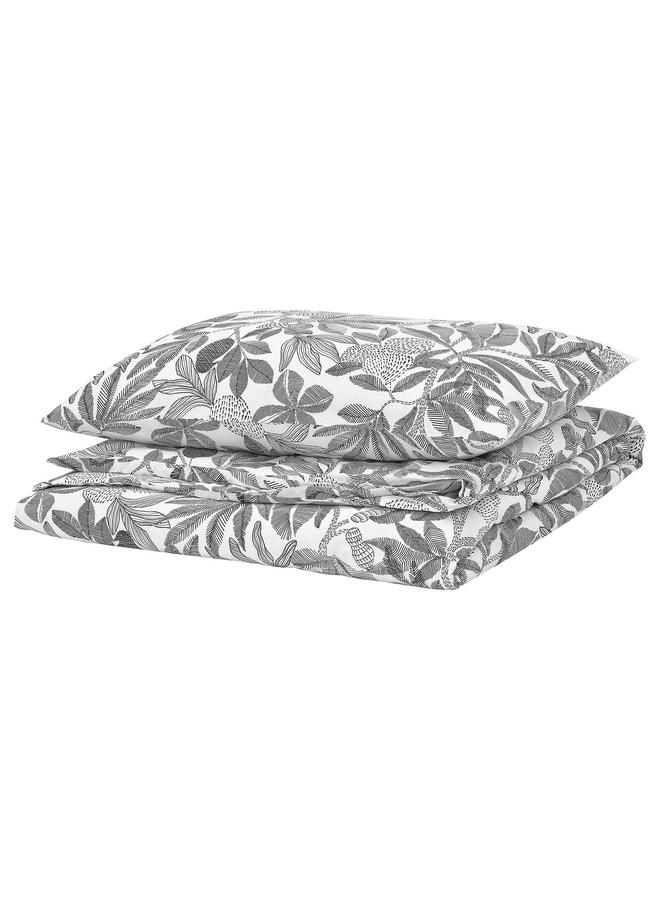 إيروريكس غطاء لحاف وغطاء وسادة، أبيض/أسود، 150×200/50×80 سم - Image 1