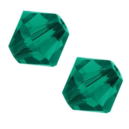 Adabele 100pcs Adabele Austrian 4mm (0.16 Inch) Small Faceted Loose Bicone Crystal Beads Emerald Green Compatible with Swarovski Crystals 5301/5328 SSB424 - Image 1