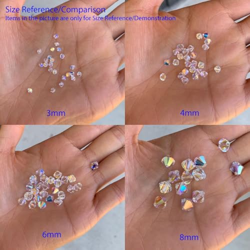 Adabele 100pcs Adabele Austrian 4mm (0.16 Inch) Small Faceted Loose Bicone Crystal Beads Emerald Green Compatible with Swarovski Crystals 5301/5328 SSB424 - Image 4