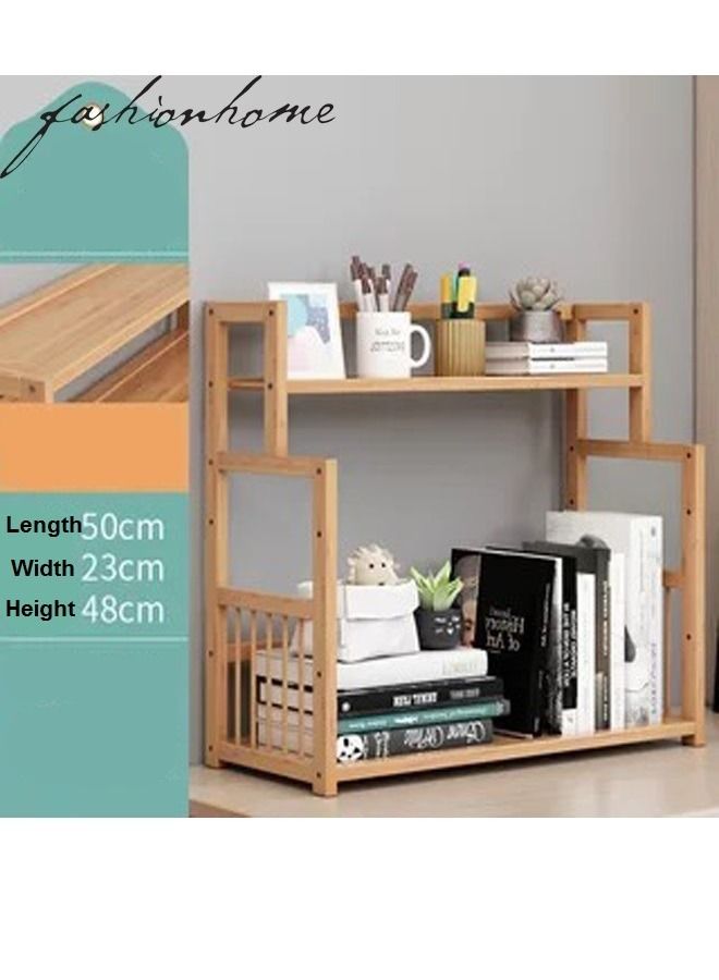 fashionhome Wooden Bookshelf Office Student Stationery Organizer Magazine Holder Home Sundries Storage Shelf 50 x 23 x 48 cm  - Image 2