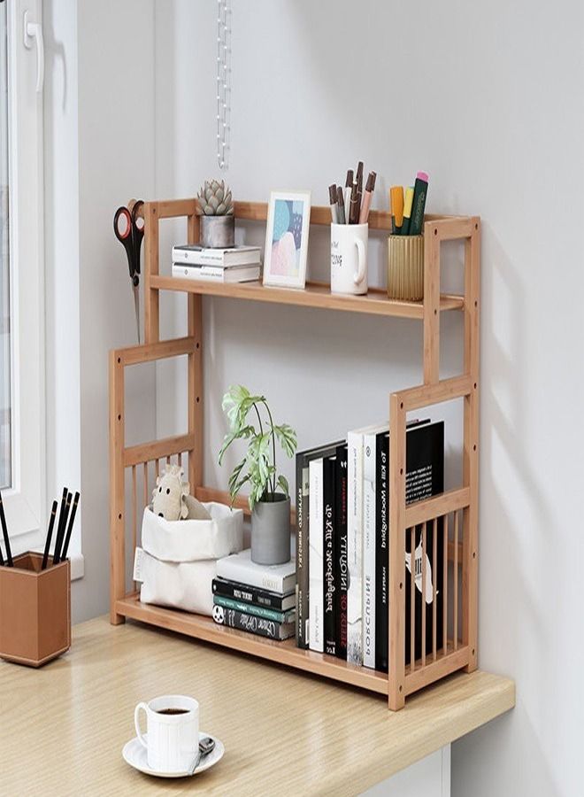 fashionhome Wooden Bookshelf Office Student Stationery Organizer Magazine Holder Home Sundries Storage Shelf 50 x 23 x 48 cm  - Image 1