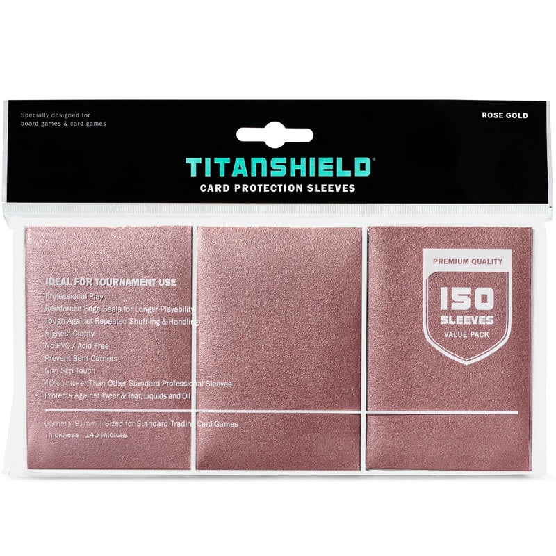 TitanShield Premium Card Sleeves | Compatible with Pokemon, One Piece, Lorcana, Flesh & Blood, & Magic The Gathering MTG | (150 Sleeves - Standard) (1, Rose Gold, Standard | 66x91mm) - Image 1