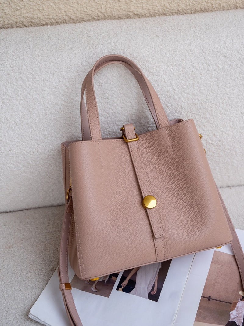 Genuine Leather Bucket Bag For Women Fashion Versatile Large Capacity Commuter Bag Niche Single Shoulder Crossbody Tote Bag - Image 5