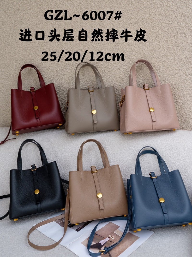 Genuine Leather Bucket Bag For Women Fashion Versatile Large Capacity Commuter Bag Niche Single Shoulder Crossbody Tote Bag - Image 2