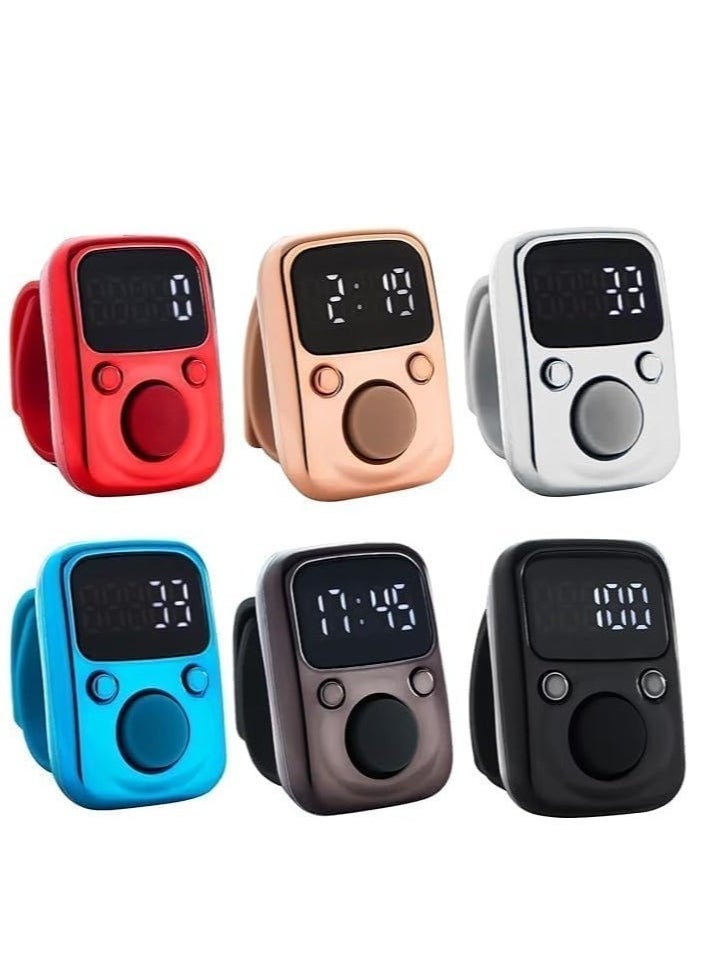 ELTRAZONE - Electric Finger Counter with LED Display – Digital Dhikr Tasbih Ring | Glow-in-the-Dark Body | Precision Tally with Reset Button | Comfortable Adjustable Fit | Replaceable Battery | Ideal for Prayer, Meditation, Habit Tracking & Sports (Blue, LMRT65) - Image 1
