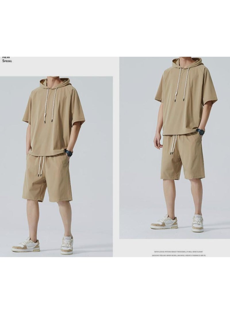 KUYING New Hooded Casual Loose Hooded Short Sleeve Two Piece Set  - Image 2