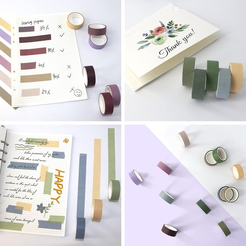Mooker 20 Rolls Washi Tape Set, Colored Masking Tape, Decorative Nature Colored Tapes for Arts, DIY Crafts, Bullet Journals, Scrapbooking - 15mm Wide - Image 5