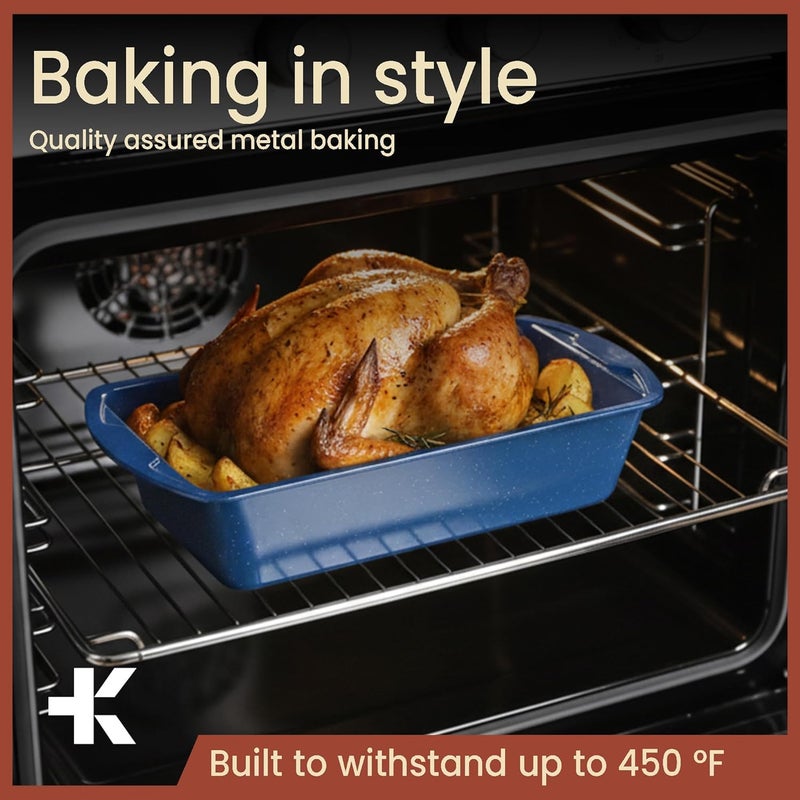 BAKKENMASTER Nonstick Loaf Pan Set Pack of 2, 10.2" & 11" Large Baking Bread Pan, Oven Safe Up to 450Â°F, PFOA, PFOS, PTFE Free, Space Saving Stackable Design, Stain Resistant, Dishwasher Friendly, Blue Marble - Image 3