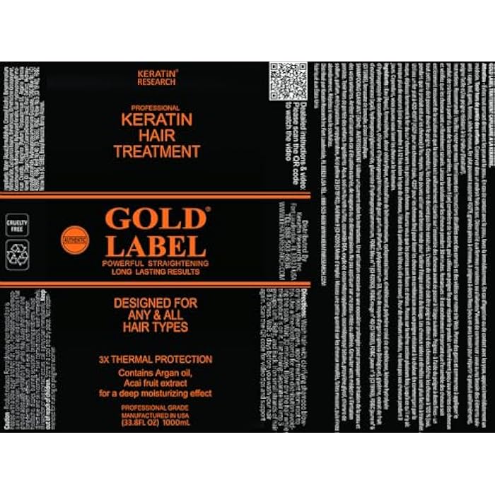 KERATIN RESEARCH Gold Label Professional Brazilian Keratin Blowout Hair Treatment Super Enhanced Formula Specifically Designed for Coarse, Curly, Black, African, Dominican, and Brazilian Hair Types (1000ml) - Image 2