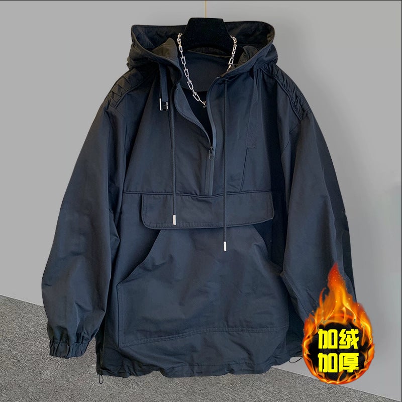 2024 Trendy Brand Hooded Jacket For Men And Women, Thin Trendy Loose Workwear Splicing Niche Design Jacket Windbreaker - Image 1