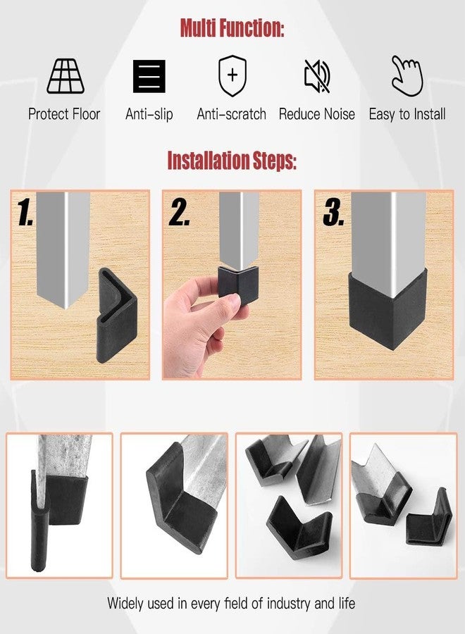 SASALES Rubber Caps for Angle Foot, L Shaped, Black Rubber 50.x 50mm, 2INCH (Pack of 4PCS) - Image 3