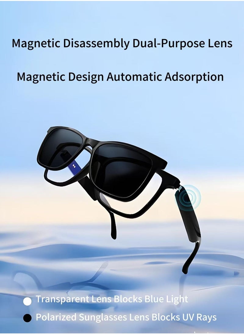HYUNDAI HYUNDAI Smart and Fashion Glasses with Two Lens, Magnetic Lens, One for Multipurposes Bluetooth Speaker with AI - Casual, Office, Outdoor Sports UV Protection, UV400 Polarized Sunglasses, Real-Time Translation in 144 Languages, Music, Phone Calls & AI Chat  - Image 3