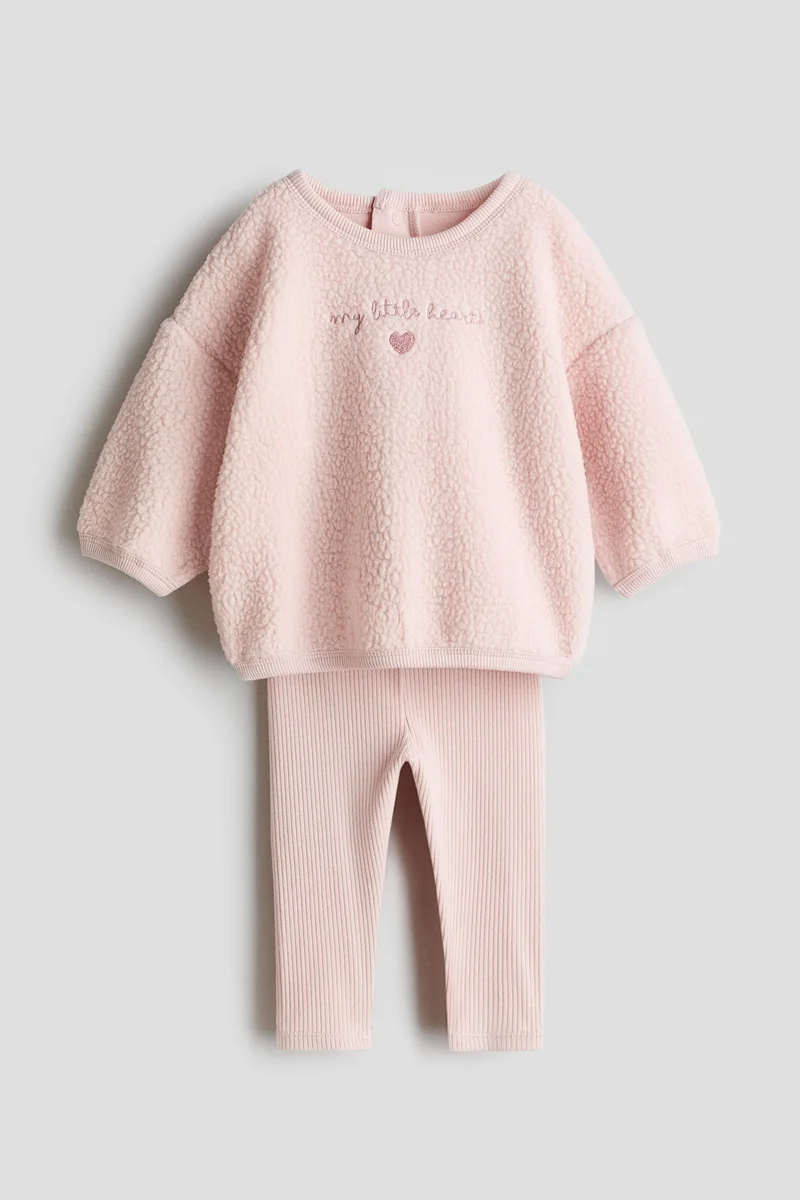 H&M 2-piece teddy and jersey set
