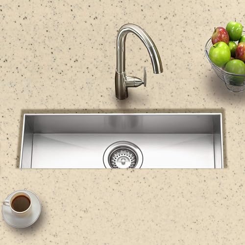 Houzer Contempo Trough Stainless Steel Kitchen Bar Sink: 23 Inch Undermount with Strainer & Grid, Durable & Versatile, Essential for Home and Apartment: CTB-2385 - Image 2
