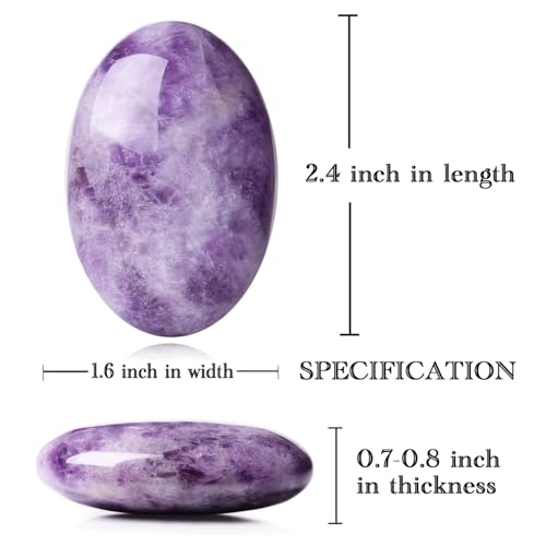 MAIBAOTA 2.4" Amethyst Crystal Healing Crystals Amethyst Stone 0.7" Thick Crystals and Healing Stones Natural Reiki Gemstone Worry Stone Energy Balancing Anxiety Stress Relief Meditation 1 Pc - Image 5